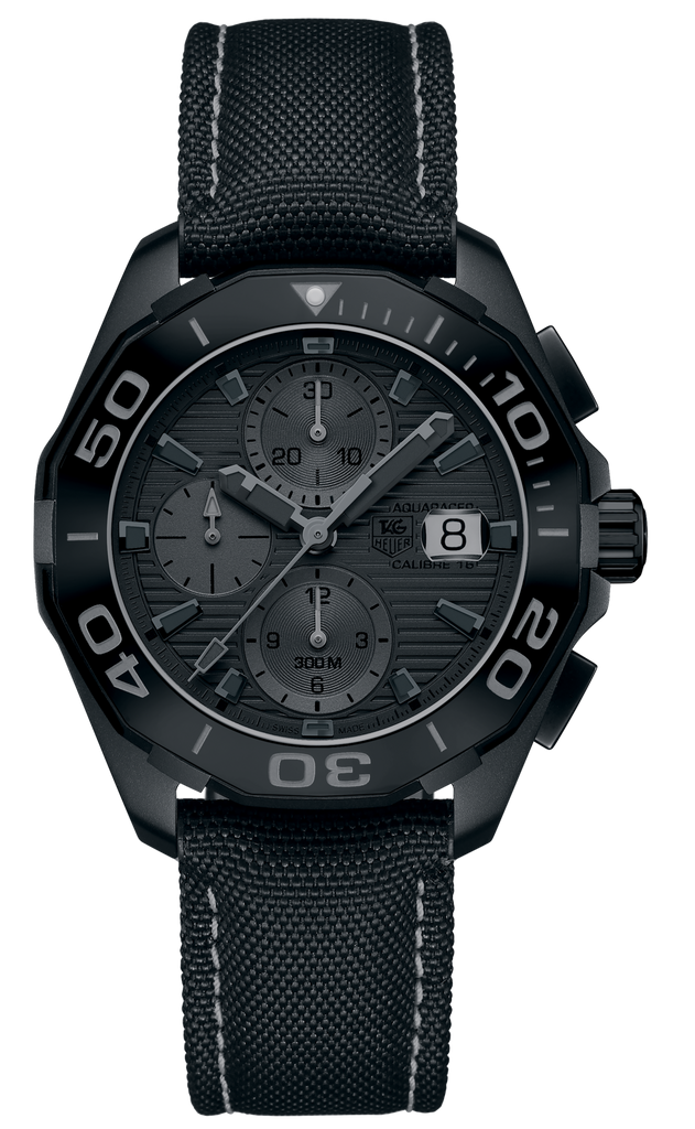 Tag Heuer Aquaracer Automatic Chronograph Special Edition Titanium Grey Dial Black Leather Strap Watch for Men - CAY218B.FC6370