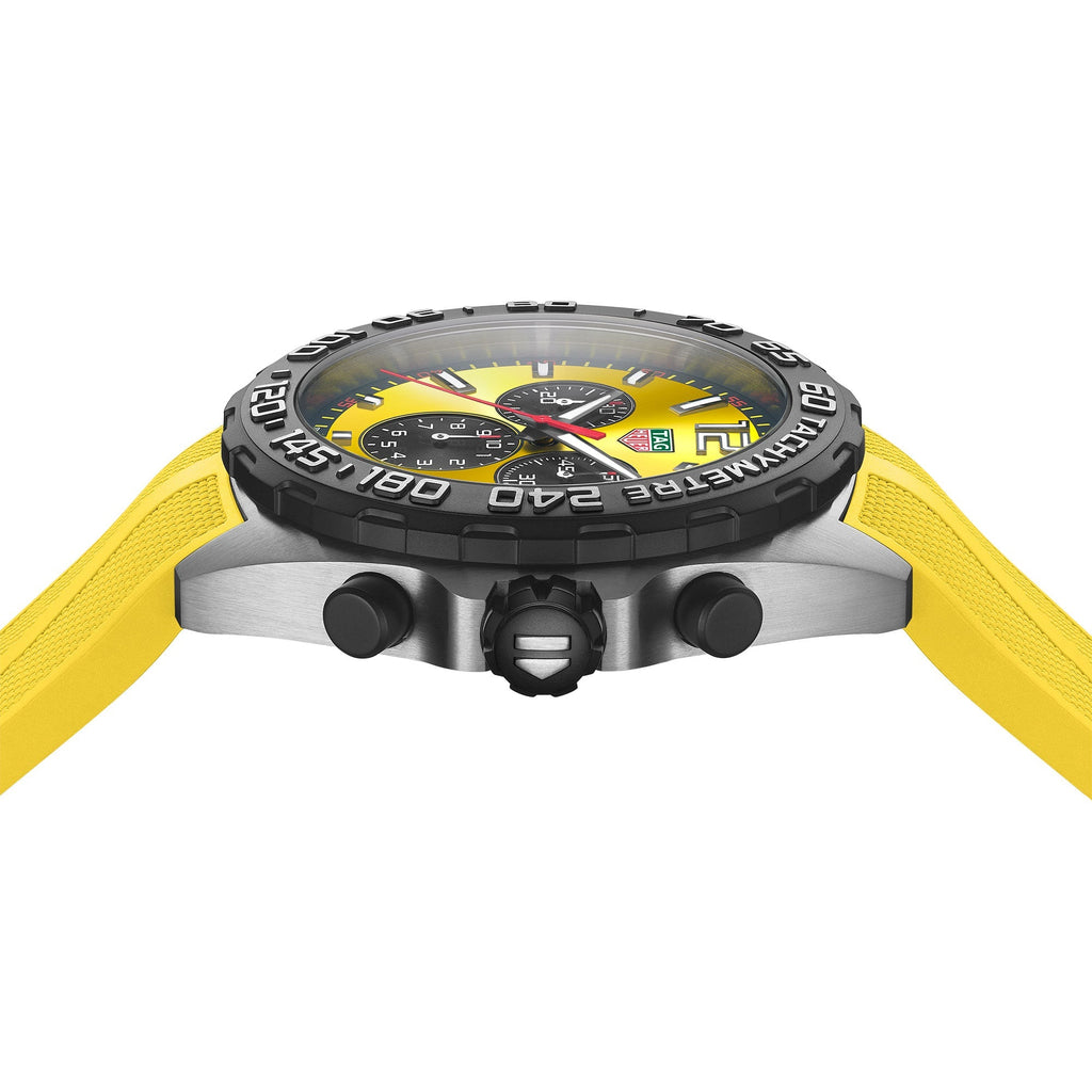 Tag Heuer Formula 1 Chronograph Yellow Dial Yellow Rubber Strap Watch for Men - CAZ101AM.FT8054