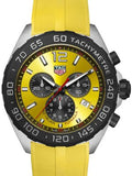 Tag Heuer Formula 1 Chronograph Yellow Dial Yellow Rubber Strap Watch for Men - CAZ101AM.FT8054