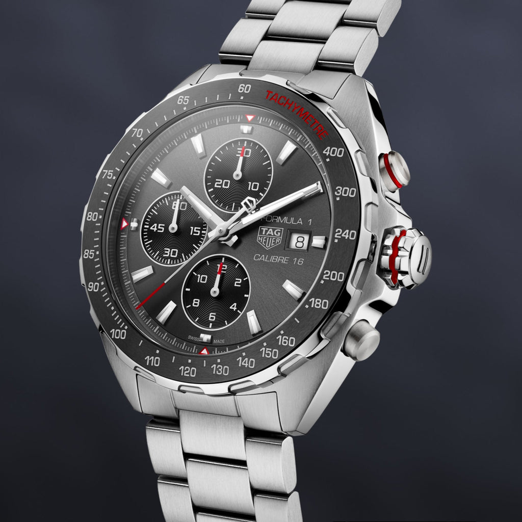Tag Heuer Formula 1 Automatic Chronograph Grey Dial Silver Strap Watch for Men - CAZ2012.BA0876