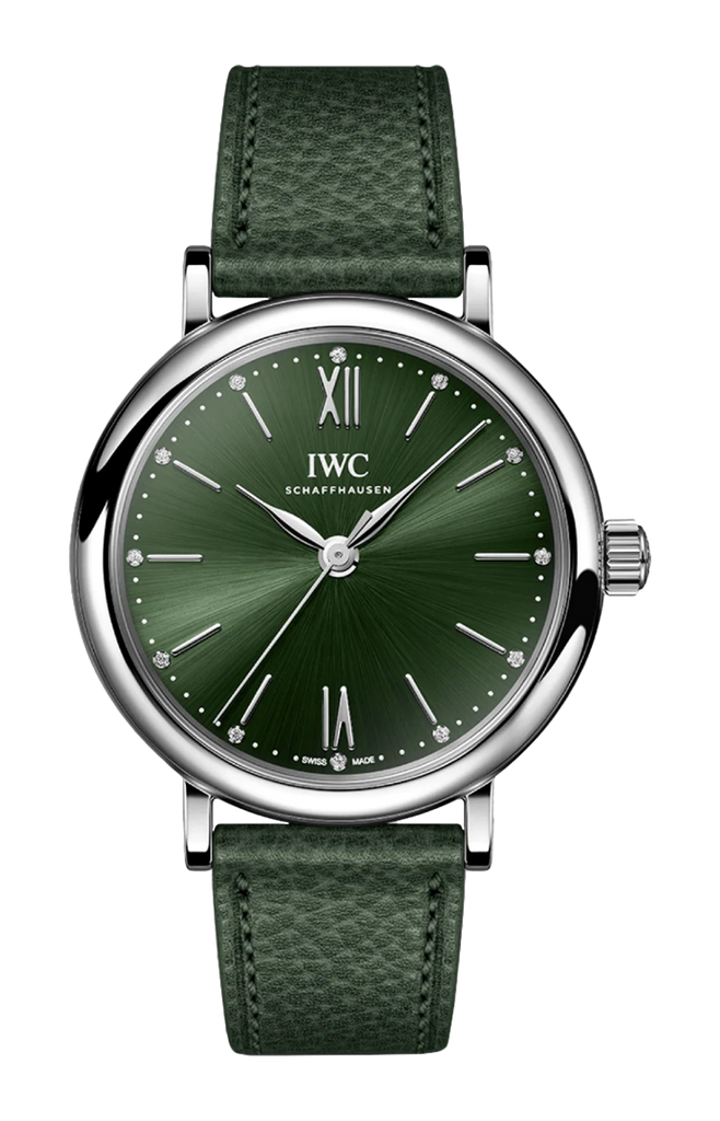 IWC Portofino Automatic Automatic Green Dial Green Leather Strap Watch for Women - IW357412