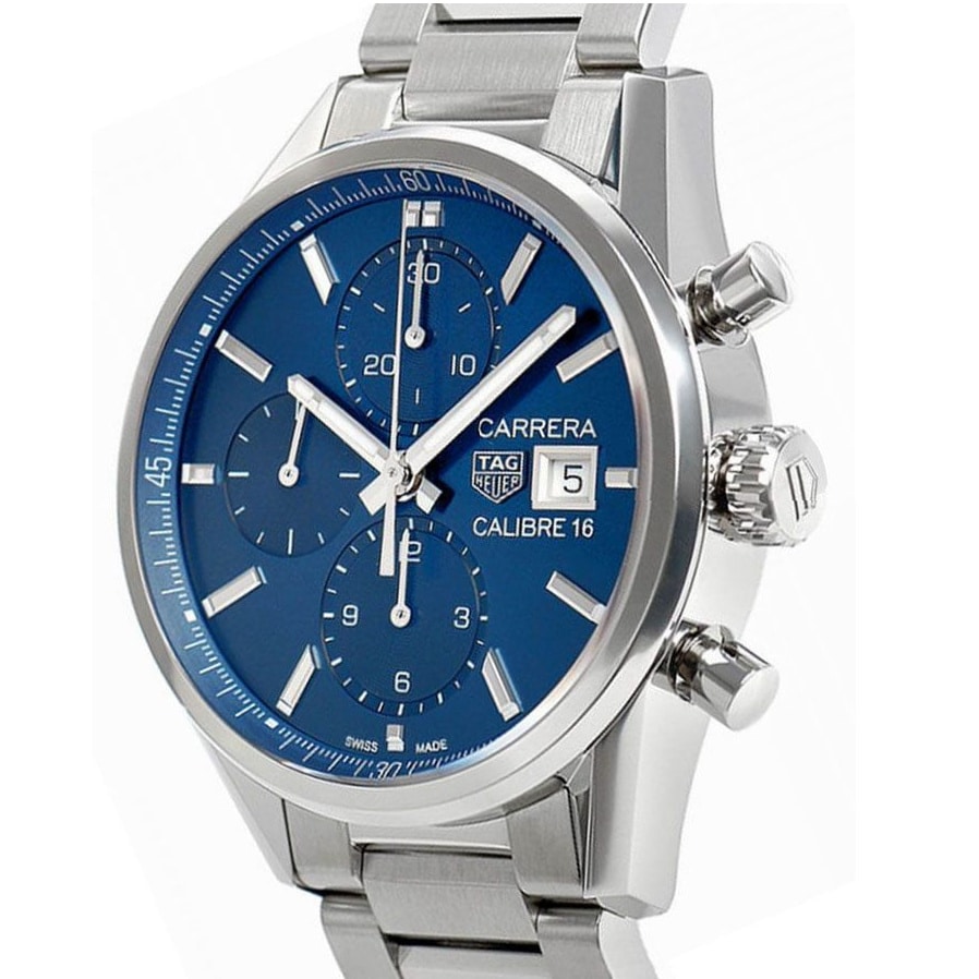 Tag Heuer Carrera Chronograph 41mm Blue Dial Silver Steel Strap Watch for Men - CBK2112.BA0715
