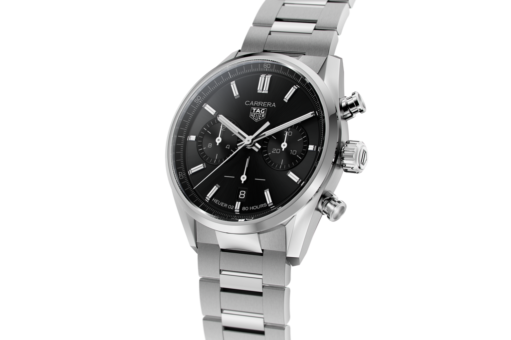 Tag Heuer Carrera Chronograph Black Dial Silver Steel Strap Watch for Men - CBN2010.BA0642