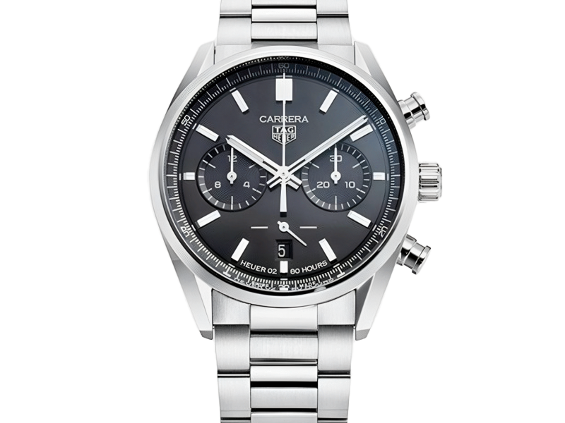 Tag Heuer Carrera Chronograph Black Dial Silver Steel Strap Watch for Men - CBN2010.BA0642