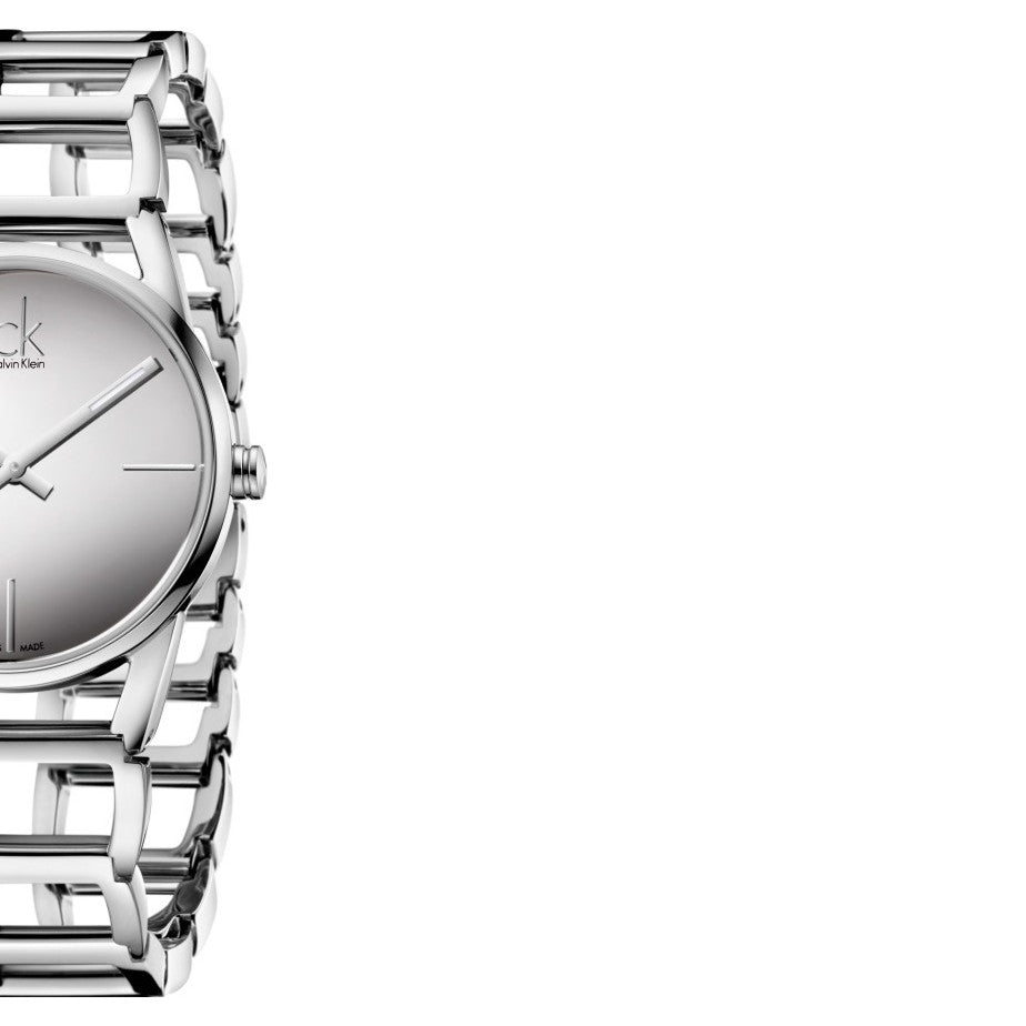 Calvin Klein Stately Silver Dial Silver Steel Strap Watch for Women - K3G23128