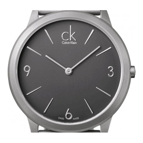 Calvin Klein Minimal Grey Dial Silver Mesh Bracelet Watch for Women - K3M53154