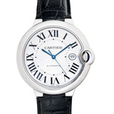 Cartier Ballon Bleu de Cartier Silver Dial Black Leather Strap Watch for Men - WSBB0026