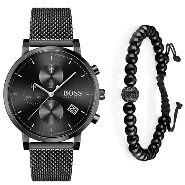 Hugo Boss Integrity Black Dial Black Mesh Bracelet Watch for Men - 1513813