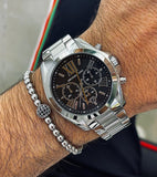 Michael Kors Bradshaw Black Dial Silver Steel Strap Watch for Men - MK5705