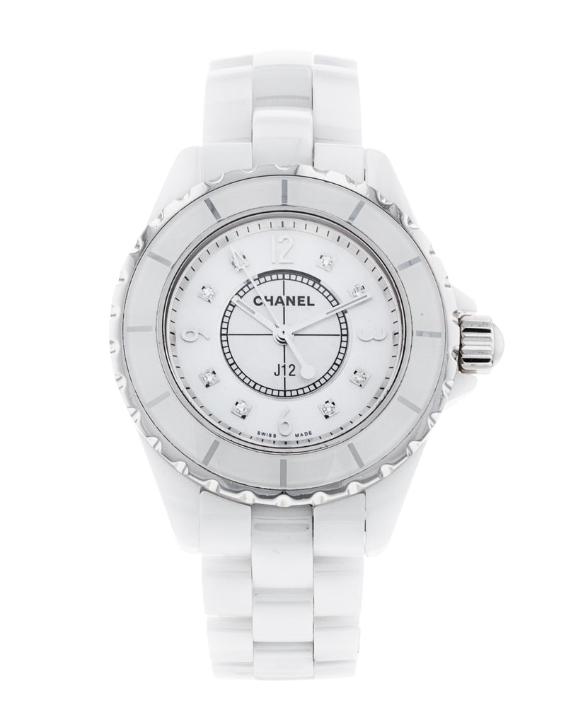Chanel J12 Diamonds Quartz Ceramic White Dial White Steel Strap Watch for Women - J12 H2422