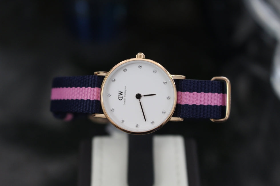 Daniel Wellington Classy Winchester White Dial Two Tone NATO Strap Watch For Women - DW00100065