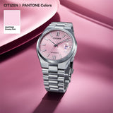 Citizen x Pantone Automatic Dreamy Pink Dial Silver Steel Strap Watch For Men - NJ0158-89X