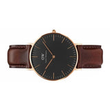 Daniel Wellington Classic Bristol Black Dial Brown Leather Strap Watch for Men - DW00100137