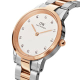 Daniel Wellington Iconic Link White Dial Two Tone Steel Strap Watch For Women - DW00100358