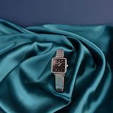 Daniel Wellington Quadro Studio Black Dial Silver Mesh Strap Watch For Women - DW00100522