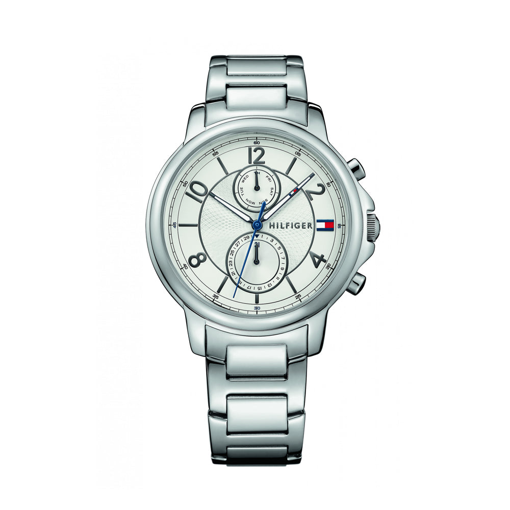 Tommy Hilfiger Claudia White Dial Silver Steel Strap Watch for Women - 1781819