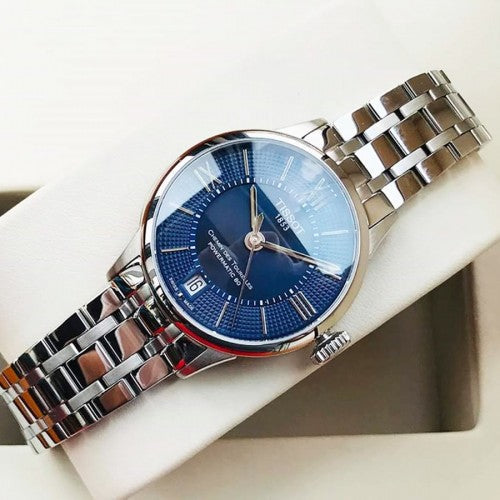 Tissot Chemin Des Tourelles Powermatic 80 Lady Blue Dial Silver Steel Strap Watch For Women - T099.207.11.048.00