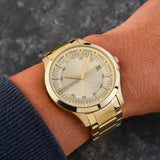 Armani Exchange Hampton Chronograph Gold Dial Gold Steel Strap Watch For Men - AX2415
