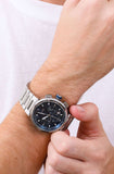 Hugo Boss One Chronograph Blue Dial Silver Steel Strap Watch For Men - 1513999