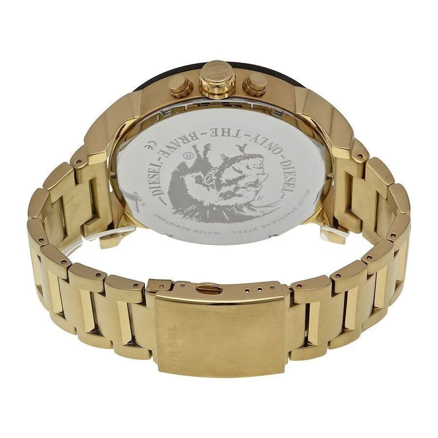 Diesel Mr Daddy 2.0 Chronograph Black Dial Gold Steel Strap Watch For Men - DZ7333