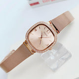 Guess Tapestry Diamonds Rose Gold Dial Rose Gold Mesh Bracelet Watch for Women - GW0354L3