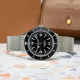 Breitling Superocean Heritage '57 Black Dial Silver Mesh Bracelet Watch for Men - A10370121B1A1