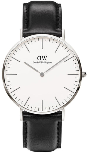 Daniel Wellington Classic Sheffield White Dial Black Leather Strap Watch For Men - DW0010003120
