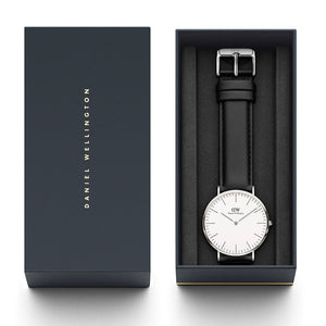 Daniel Wellington Classic Sheffield White Dial Black Leather Strap Watch For Men - DW0010003120