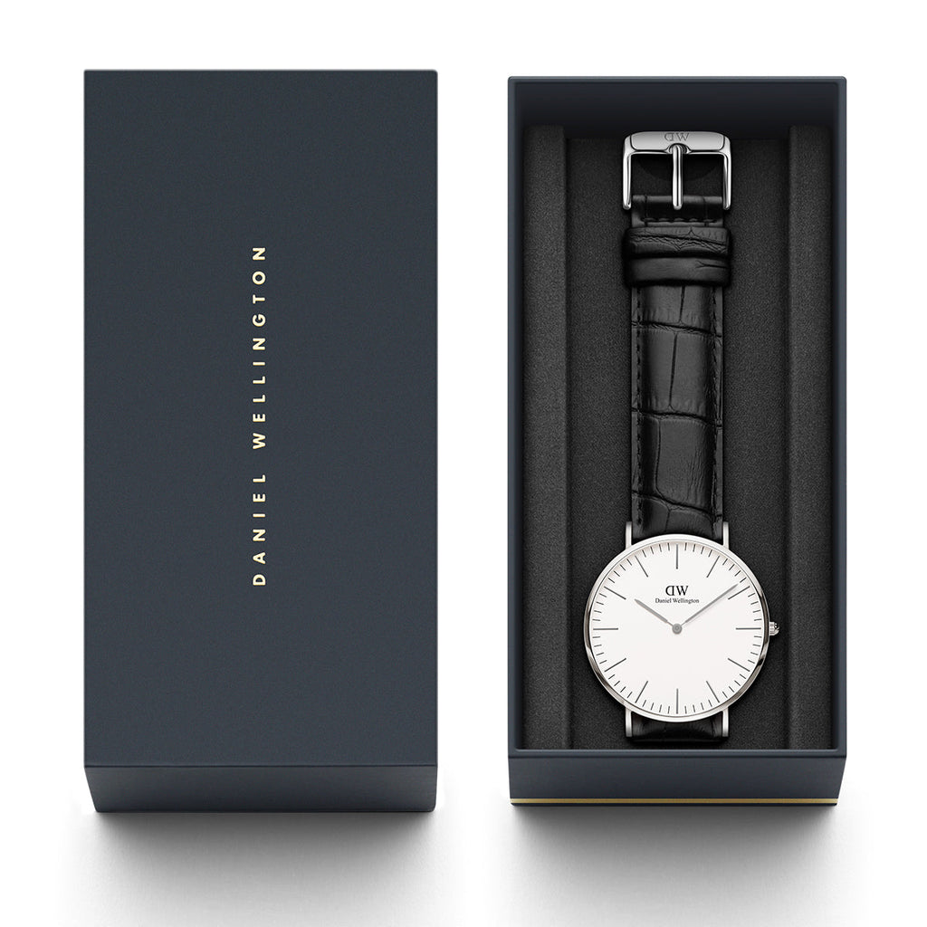 Daniel Wellington Classic Reading White Dial Black Leather Strap Watch For Men - DW00100028