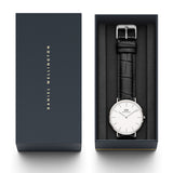 Daniel Wellington Classic York White Dial Black Leather Strap Watch For Men - DW00100025