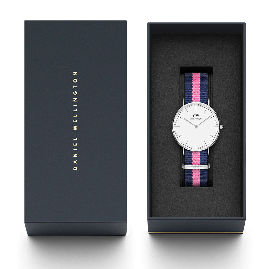 Daniel Wellington Classic Winchester White Dial Two Tone Nylon Strap Watch For Women - DW00100049