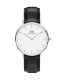 Daniel Wellington Classic Sheffield White Dial Black Leather Strap Watch For Women - DW00100053