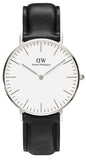 Daniel Wellington Classic Sheffield White Dial Black Leather Strap Watch For Women - DW00100053