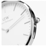 Daniel Wellington Classic Sheffield White Dial Black Leather Strap Watch For Men - DW00100020