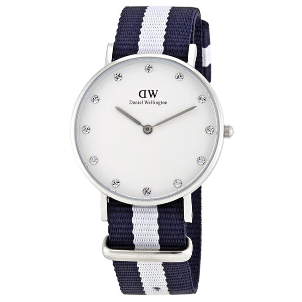 Daniel Wellington Classy Glasgow White Dial Two Tone Nylon Strap Watch For Women - DW00100082