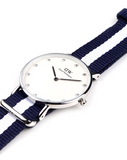 Daniel Wellington Classy Glasgow White Dial Two Tone Nylon Strap Watch For Women - DW00100082
