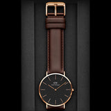 Daniel Wellington Bristol Black Dial Brown Leather Strap Watch For Men - DW00100125
