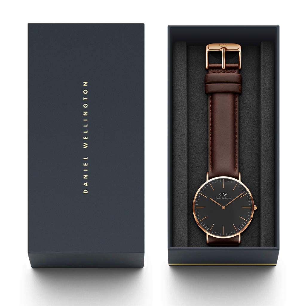 Daniel Wellington Classic St Mawes Black Dial Brown Leather Strap Watch For Men - DW00100124