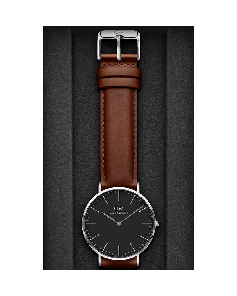 Daniel Wellington Classic St Mawes Black Dial Brown Leather Strap Watch For Men - DW00100130