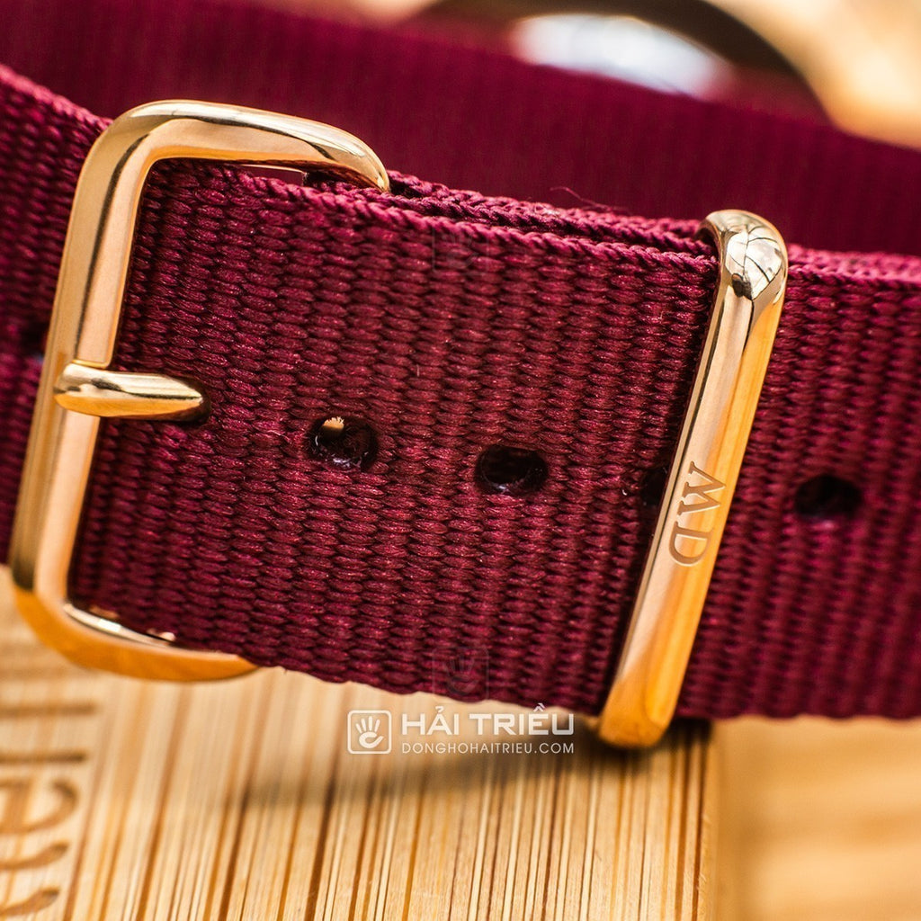 Daniel Wellington Classic Roselyn White Dial Maroon Nylon Strap Watch For Women - DW00100267