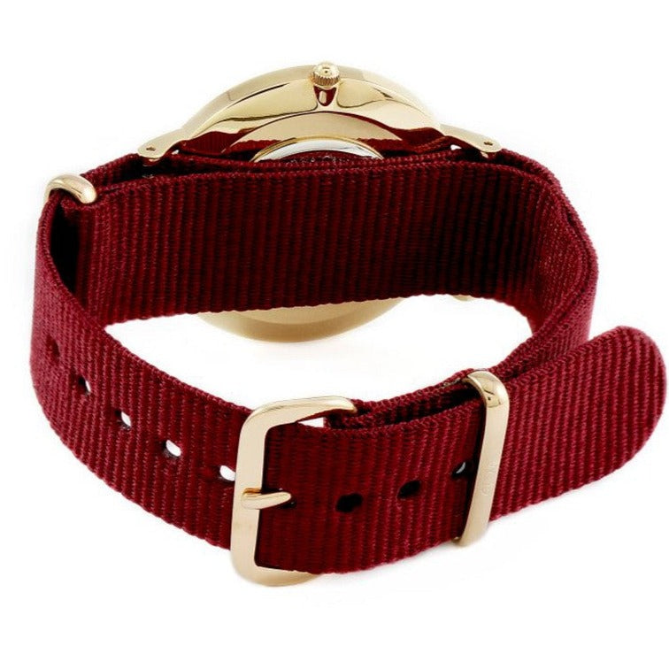 Daniel Wellington Classic Roselyn White Dial Maroon Nylon Strap Watch For Women - DW00100267