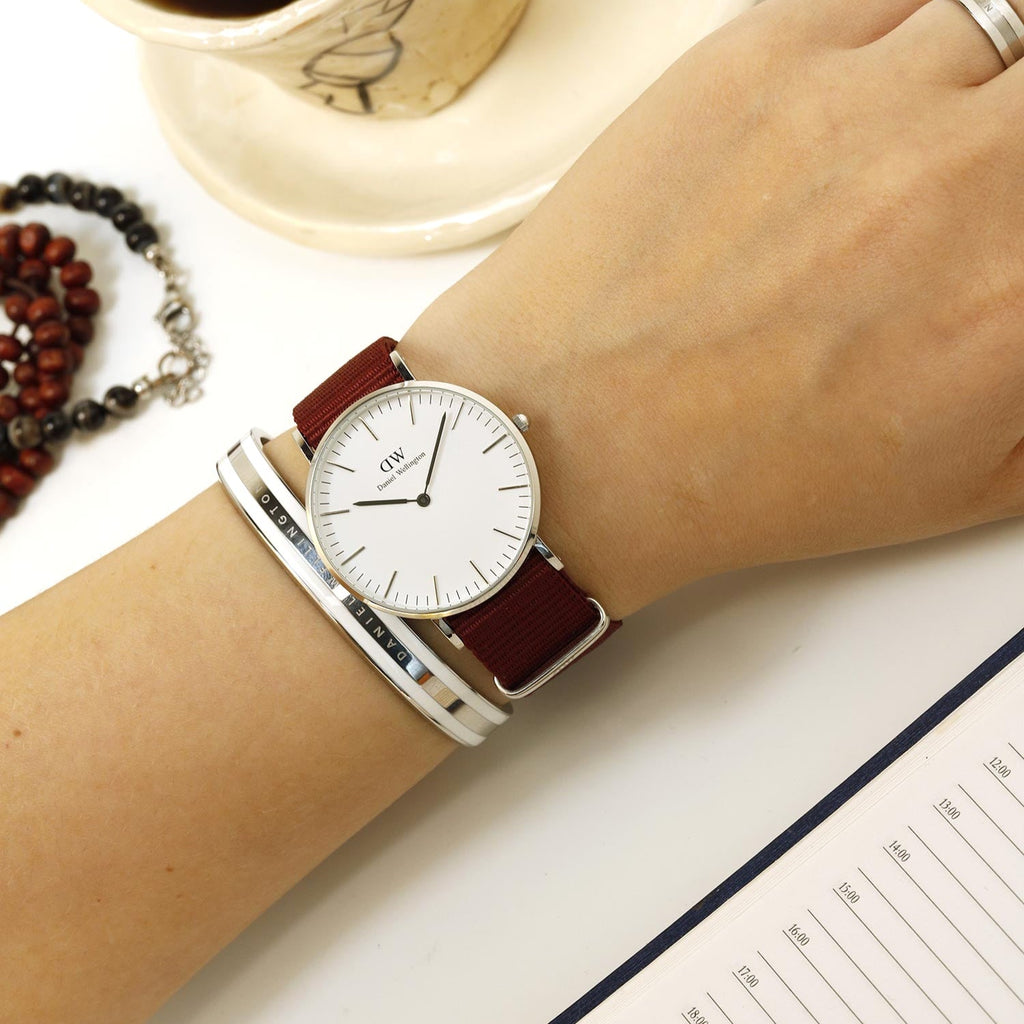 Daniel Wellington Classic Roselyn White Dial Red NATO Strap Watch For Women - DW00100272