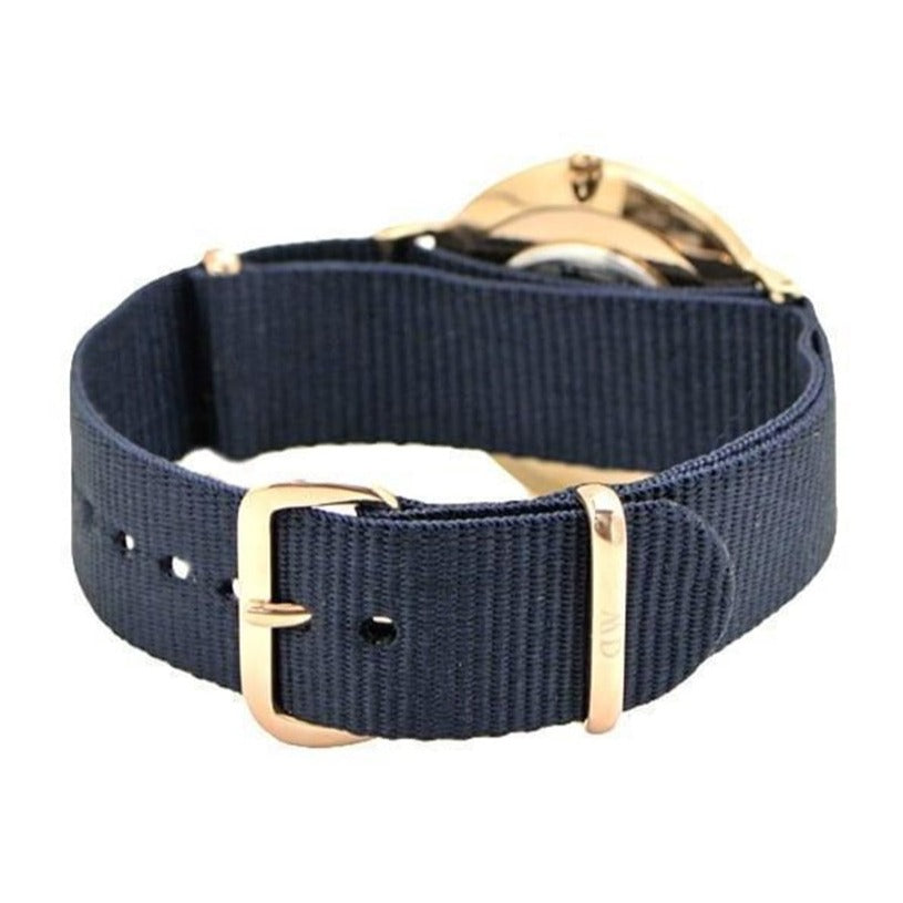 Daniel Wellington Classic Bayswater White Dial Navy Blue NATO Strap Watch For Women - DW00100279
