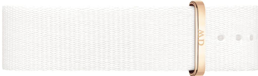 Daniel Wellington Classic Dover Black Dial White Nylon Strap Watch For Women - DW00100310