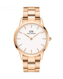 Daniel Wellington Iconic Link White Dial Gold Steel Strap Watch For Men - DW00100343