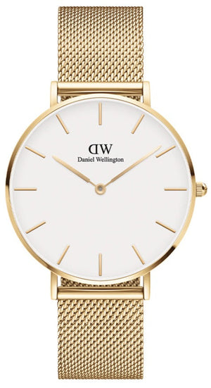 Daniel Wellington Classic Petite Evergold White Dial Gold Mesh Bracelet Watch For Women - DW00100346