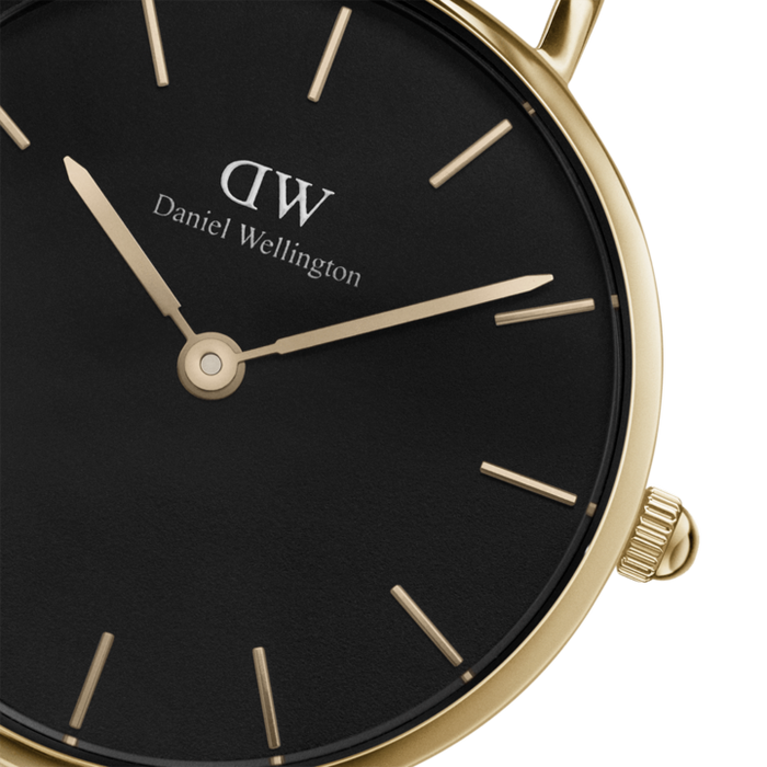 Daniel Wellington Petite Evergold Black Dial Gold Mesh Strap Watch For Women - DW00100345