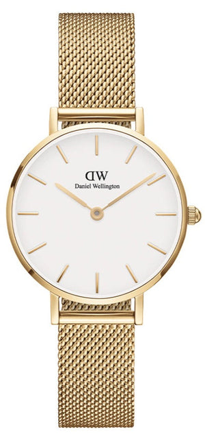 Daniel Wellington Classic Petite Evergold White Dial Gold Mesh Bracelet Watch For Women - DW00100350
