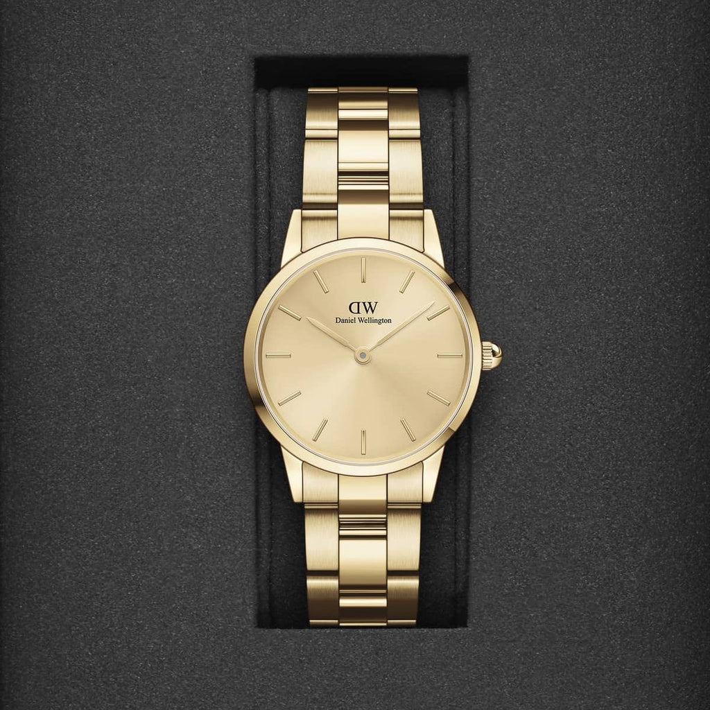 Daniel Wellington Iconic Link Unitone Gold Dial Gold Steel Strap Watch For Women - DW00100403