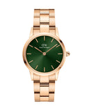 Daniel Wellington Iconic Link Emerald Green Dial Rose Gold Steel Strap Watch For Women - DW00100421